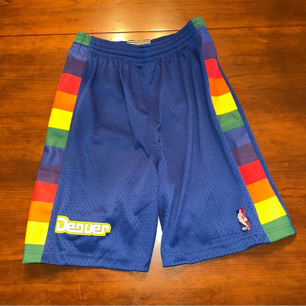 Denver Nuggets shorts Mitchell & Ness Blue Swingman Rainbow Youth Large